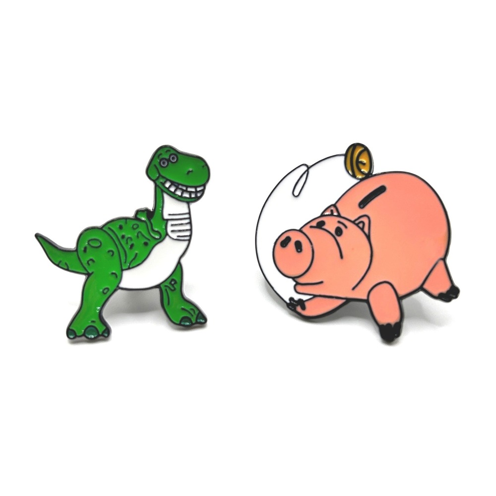 Toy Story Rex and Hamm Enamel Pin Set Unisex OS Multi Character Lapel Accessory